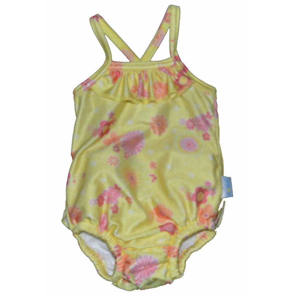 I Play NWT Yellow Floral Ruffle Swim Diaper Swimsuit Small 6 Months
